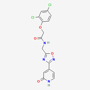 molecular formula C16H12Cl2N4O4 B2776368 2-(2,4-dichlorophenoxy)-N-((3-(2-oxo-1,2-dihydropyridin-4-yl)-1,2,4-oxadiazol-5-yl)methyl)acetamide CAS No. 2034349-16-9