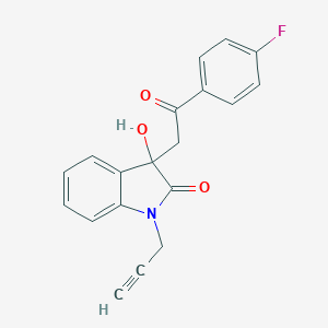 molecular formula C19H14FNO3 B277638 3-[2-(4-Fluorophenyl)-2-oxoethyl]-3-hydroxy-1-prop-2-ynylindolin-2-one 