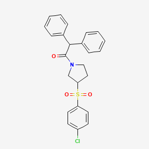 molecular formula C24H22ClNO3S B2776385 1-(3-((4-Chlorophenyl)sulfonyl)pyrrolidin-1-yl)-2,2-diphenylethanone CAS No. 1448122-15-3