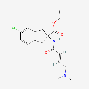 molecular formula C18H23ClN2O3 B2776390 Ethyl 5-chloro-2-[[(E)-4-(dimethylamino)but-2-enoyl]amino]-1,3-dihydroindene-2-carboxylate CAS No. 2411322-60-4