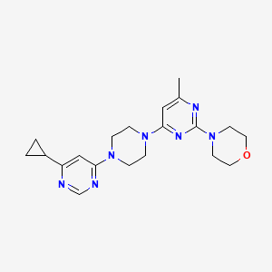 molecular formula C20H27N7O B2776395 4-[4-[4-(6-Cyclopropylpyrimidin-4-yl)piperazin-1-yl]-6-methylpyrimidin-2-yl]morpholine CAS No. 2415533-53-6