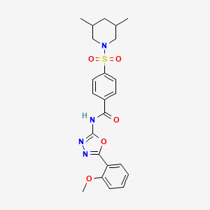 molecular formula C23H26N4O5S B2776410 4-(3,5-dimethylpiperidin-1-yl)sulfonyl-N-[5-(2-methoxyphenyl)-1,3,4-oxadiazol-2-yl]benzamide CAS No. 501352-12-1