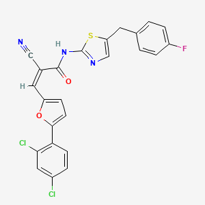 molecular formula C24H14Cl2FN3O2S B2776418 (Z)-2-氰基-3-(5-(2,4-二氯苯基)呋喃-2-基)-N-(5-(4-氟苯甲基)噻唑-2-基)丙烯酰胺 CAS No. 469870-81-3
