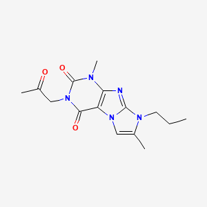 molecular formula C15H19N5O3 B2776419 1,7-dimethyl-3-(2-oxopropyl)-8-propyl-1H-imidazo[2,1-f]purine-2,4(3H,8H)-dione CAS No. 876671-28-2