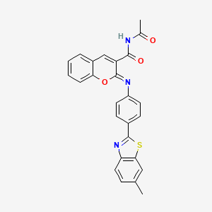 molecular formula C26H19N3O3S B2776432 (2Z)-N-acetyl-2-{[4-(6-methyl-1,3-benzothiazol-2-yl)phenyl]imino}-2H-chromene-3-carboxamide CAS No. 313232-84-7
