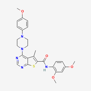 molecular formula C27H29N5O4S B2776436 N-(2,4-dimethoxyphenyl)-4-[4-(4-methoxyphenyl)piperazin-1-yl]-5-methylthieno[2,3-d]pyrimidine-6-carboxamide CAS No. 441720-57-6