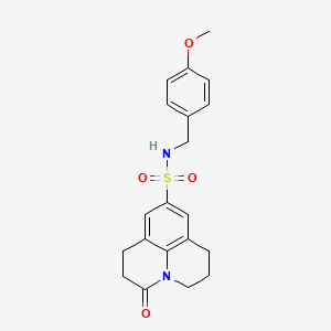 molecular formula C20H22N2O4S B2776438 N-(4-methoxybenzyl)-3-oxo-1,2,3,5,6,7-hexahydropyrido[3,2,1-ij]quinoline-9-sulfonamide CAS No. 896357-44-1