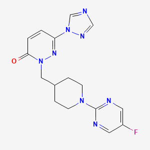 molecular formula C16H17FN8O B2776440 2-{[1-(5-fluoropyrimidin-2-yl)piperidin-4-yl]methyl}-6-(1H-1,2,4-triazol-1-yl)-2,3-dihydropyridazin-3-one CAS No. 2176125-09-8