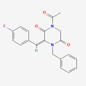 molecular formula C20H17FN2O3 B2776443 (3E)-1-acetyl-4-benzyl-3-[(4-fluorophenyl)methylidene]piperazine-2,5-dione CAS No. 338750-20-2