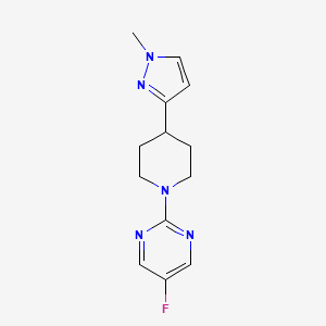 molecular formula C13H16FN5 B2776444 5-fluoro-2-(4-(1-methyl-1H-pyrazol-3-yl)piperidin-1-yl)pyrimidine CAS No. 2034605-33-7