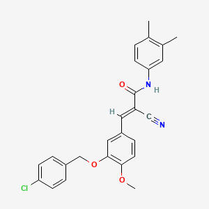 (E)-3-[3-[(4-chlorophenyl)methoxy]-4-methoxyphenyl]-2-cyano-N-(3,4-dimethylphenyl)prop-2-enamide