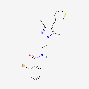 molecular formula C18H18BrN3OS B2776457 2-bromo-N-(2-(3,5-dimethyl-4-(thiophen-3-yl)-1H-pyrazol-1-yl)ethyl)benzamide CAS No. 2034376-52-6