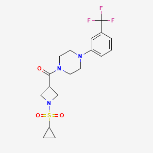 molecular formula C18H22F3N3O3S B2776460 (1-(Cyclopropylsulfonyl)azetidin-3-yl)(4-(3-(trifluoromethyl)phenyl)piperazin-1-yl)methanone CAS No. 1428374-93-9