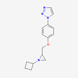 molecular formula C15H18N4O B2776465 1-[4-[(1-Cyclobutylaziridin-2-yl)methoxy]phenyl]triazole CAS No. 2411284-77-8