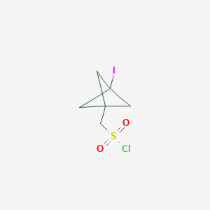 molecular formula C6H8ClIO2S B2776467 (3-Iodo-1-bicyclo[1.1.1]pentanyl)methanesulfonyl chloride CAS No. 2470436-03-2