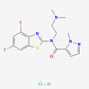 molecular formula C16H18ClF2N5OS B2776470 N-(4,6-difluorobenzo[d]thiazol-2-yl)-N-(2-(dimethylamino)ethyl)-1-methyl-1H-pyrazole-5-carboxamide hydrochloride CAS No. 1189986-56-8