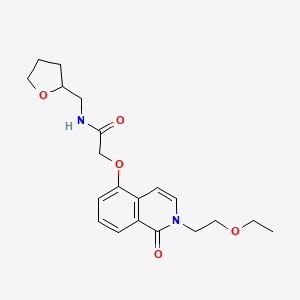 molecular formula C20H26N2O5 B2776471 2-((2-(2-乙氧基乙基)-1-氧代-1,2-二氢异喹啉-5-基)氧基)-N-((四氢呋喃-2-基)甲基)乙酰胺 CAS No. 898457-47-1