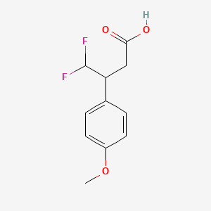 molecular formula C11H12F2O3 B2776475 4,4-Difluoro-3-(4-methoxyphenyl)butanoic acid CAS No. 1638757-34-2