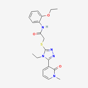 molecular formula C20H23N5O3S B2776482 N-(2-ethoxyphenyl)-2-((4-ethyl-5-(1-methyl-2-oxo-1,2-dihydropyridin-3-yl)-4H-1,2,4-triazol-3-yl)thio)acetamide CAS No. 1105228-19-0