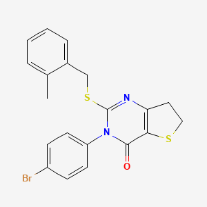molecular formula C20H17BrN2OS2 B2776485 3-(4-溴苯基)-2-((2-甲基苯甲基)硫)-6,7-二氢噻吩并[3,2-d]嘧啶-4(3H)-酮 CAS No. 687566-84-3