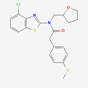 molecular formula C21H21ClN2O2S2 B2776495 N-(4-氯苯并[d]噻唑-2-基)-2-(4-(甲硫基)苯基)-N-((四氢呋喃-2-基)甲基)乙酰胺 CAS No. 920178-92-3