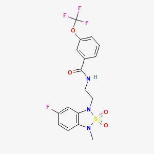 molecular formula C17H15F4N3O4S B2776498 N-(2-(6-fluoro-3-methyl-2,2-dioxidobenzo[c][1,2,5]thiadiazol-1(3H)-yl)ethyl)-3-(trifluoromethoxy)benzamide CAS No. 2034543-43-4