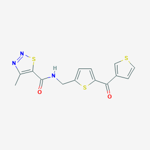 molecular formula C14H11N3O2S3 B2776507 4-methyl-N-((5-(thiophene-3-carbonyl)thiophen-2-yl)methyl)-1,2,3-thiadiazole-5-carboxamide CAS No. 1797547-40-0