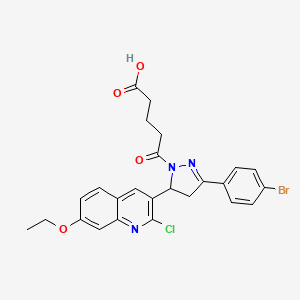 molecular formula C25H23BrClN3O4 B2776510 5-[5-(4-Bromophenyl)-3-(2-chloro-7-ethoxyquinolin-3-yl)-3,4-dihydropyrazol-2-yl]-5-oxopentanoic acid CAS No. 394239-71-5