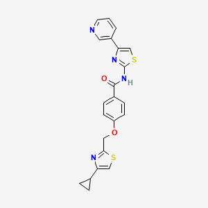 molecular formula C22H18N4O2S2 B2776517 4-((4-环丙基噻唑-2-基)甲氧基)-N-(4-(吡啶-3-基)噻唑-2-基)苯甲酰胺 CAS No. 1251622-35-1