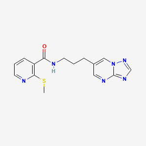 molecular formula C15H16N6OS B2776525 N-(3-([1,2,4]triazolo[1,5-a]pyrimidin-6-yl)propyl)-2-(methylthio)nicotinamide CAS No. 2034324-51-9