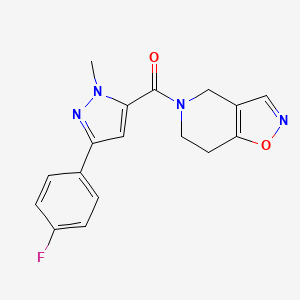 molecular formula C17H15FN4O2 B2776531 (6,7-dihydroisoxazolo[4,5-c]pyridin-5(4H)-yl)(3-(4-fluorophenyl)-1-methyl-1H-pyrazol-5-yl)methanone CAS No. 2034378-79-3