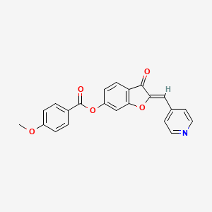 molecular formula C22H15NO5 B2776533 (Z)-3-oxo-2-(pyridin-4-ylmethylene)-2,3-dihydrobenzofuran-6-yl 4-methoxybenzoate CAS No. 622364-46-9
