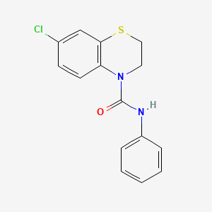 molecular formula C15H13ClN2OS B2776534 7-chloro-N-phenyl-2,3-dihydro-4H-1,4-benzothiazine-4-carboxamide CAS No. 338777-97-2