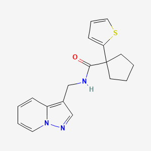 molecular formula C18H19N3OS B2776537 N-(pyrazolo[1,5-a]pyridin-3-ylmethyl)-1-(thiophen-2-yl)cyclopentanecarboxamide CAS No. 1396558-78-3