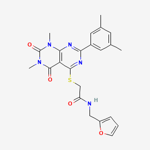 molecular formula C23H23N5O4S B2776551 2-((2-(3,5-dimethylphenyl)-6,8-dimethyl-5,7-dioxo-5,6,7,8-tetrahydropyrimido[4,5-d]pyrimidin-4-yl)thio)-N-(furan-2-ylmethyl)acetamide CAS No. 893928-29-5