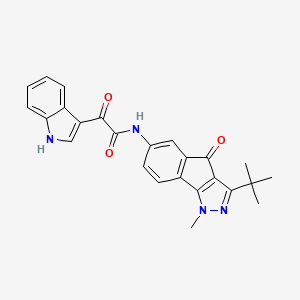 B2776554 N-(3-(Tert-butyl)-1-methyl-4-oxoindeno[2,3-D]pyrazol-6-YL)-2-indol-3-YL-2-oxoethanamide CAS No. 1024523-22-5
