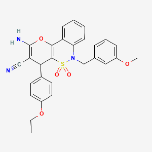 molecular formula C28H25N3O5S B2776557 2-氨基-4-(4-乙氧基苯基)-6-(3-甲氧基苯甲基)-4,6-二氢吡喃并[3,2-c][2,1]苯并噻嗪-3-碳腈 5,5-二氧化物 CAS No. 893301-70-7