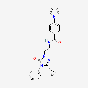 molecular formula C24H23N5O2 B2776560 N-(2-(环丙基-5-氧代-4-苯基-4,5-二氢-1H-1,2,4-三唑-1-基)乙基)-4-(1H-吡咯-1-基)苯甲酰胺 CAS No. 1396807-87-6