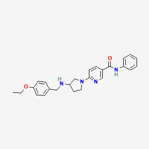 molecular formula C25H28N4O2 B2776575 6-{3-[(4-ethoxybenzyl)amino]-1-pyrrolidinyl}-N~3~-phenylnicotinamide CAS No. 1251681-86-3