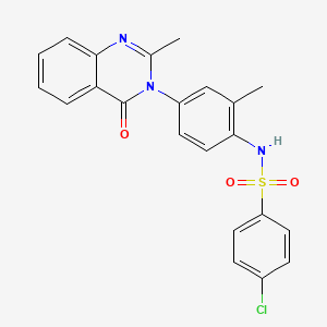 molecular formula C22H18ClN3O3S B2776579 4-氯-N-(2-甲基-4-(2-甲基-4-氧代喹唑啉-3(4H)-基)苯基)苯磺酰胺 CAS No. 898456-21-8