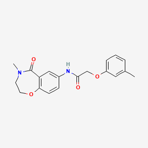 molecular formula C19H20N2O4 B2776587 N-(4-methyl-5-oxo-2,3,4,5-tetrahydrobenzo[f][1,4]oxazepin-7-yl)-2-(m-tolyloxy)acetamide CAS No. 922128-11-8