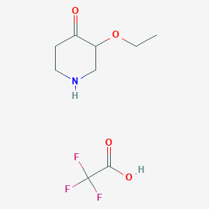 molecular formula C9H14F3NO4 B2776594 3-Ethoxypiperidin-4-one;2,2,2-trifluoroacetic acid CAS No. 2416231-18-8