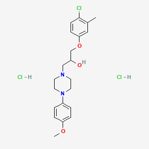 molecular formula C21H29Cl3N2O3 B2776595 1-(4-氯-3-甲基苯氧基)-3-(4-(4-甲氧苯基)哌嗪-1-基)丙醇二盐酸盐 CAS No. 474263-29-1