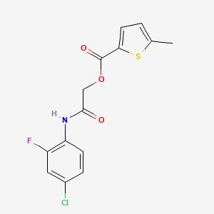 molecular formula C14H11ClFNO3S B2776597 [2-(4-Chloro-2-fluoroanilino)-2-oxoethyl] 5-methylthiophene-2-carboxylate CAS No. 488750-77-2