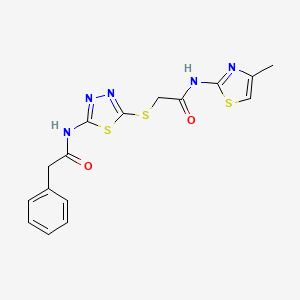 molecular formula C16H15N5O2S3 B2776600 N-(4-methylthiazol-2-yl)-2-((5-(2-phenylacetamido)-1,3,4-thiadiazol-2-yl)thio)acetamide CAS No. 868974-86-1