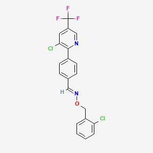 molecular formula C20H13Cl2F3N2O B2776611 (E)-({4-[3-chloro-5-(trifluoromethyl)pyridin-2-yl]phenyl}methylidene)[(2-chlorophenyl)methoxy]amine CAS No. 1092346-29-6