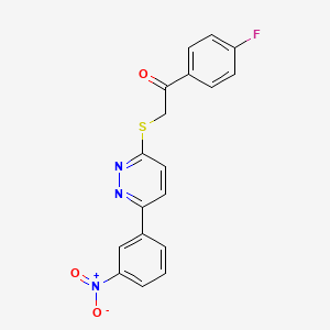 molecular formula C18H12FN3O3S B2776612 1-(4-Fluorophenyl)-2-((6-(3-nitrophenyl)pyridazin-3-yl)thio)ethanone CAS No. 896053-95-5