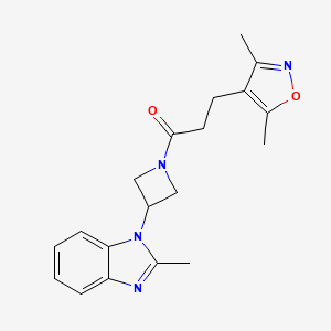 molecular formula C19H22N4O2 B2776623 3-(3,5-Dimethyl-1,2-oxazol-4-yl)-1-[3-(2-methylbenzimidazol-1-yl)azetidin-1-yl]propan-1-one CAS No. 2380170-78-3