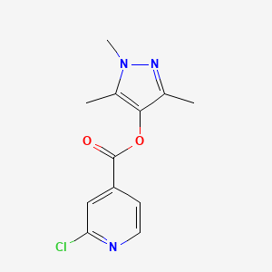 molecular formula C12H12ClN3O2 B2776628 1,3,5-trimethyl-1H-pyrazol-4-yl 2-chloropyridine-4-carboxylate CAS No. 1423739-40-5