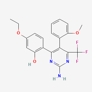 molecular formula C20H18F3N3O3 B2776629 2-(2-Amino-5-(2-methoxyphenyl)-6-(trifluoromethyl)pyrimidin-4-yl)-5-ethoxyphenol CAS No. 877788-37-9